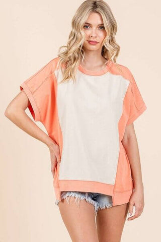 Mittoshop Oversized Color Block Short Sleeve T-Shirt - 1985 the VAULT Boutique