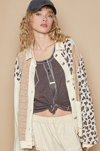 POL Leopard Exposed Seam Button Up Quilted Jacket - 1985 the VAULT Boutique