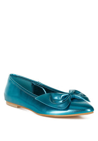 Bromelia Metallic Pleather Bow Ballerinas - 1985 the VAULT Boutique