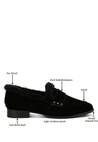 Allie Fur Trim Suede Loafers - 1985 the VAULT Boutique