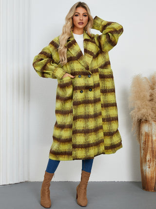 Contrast Double-Breasted Long Sleeve Longline Coat - 1985 the VAULT Boutique