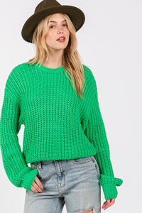 SAGE + FIG Round Neck Drop Shoulder Sweater - 1985 the VAULT Boutique