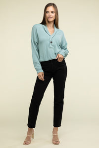 Textured Line Elastic Waist Pullover Top - 1985 the VAULT Boutique