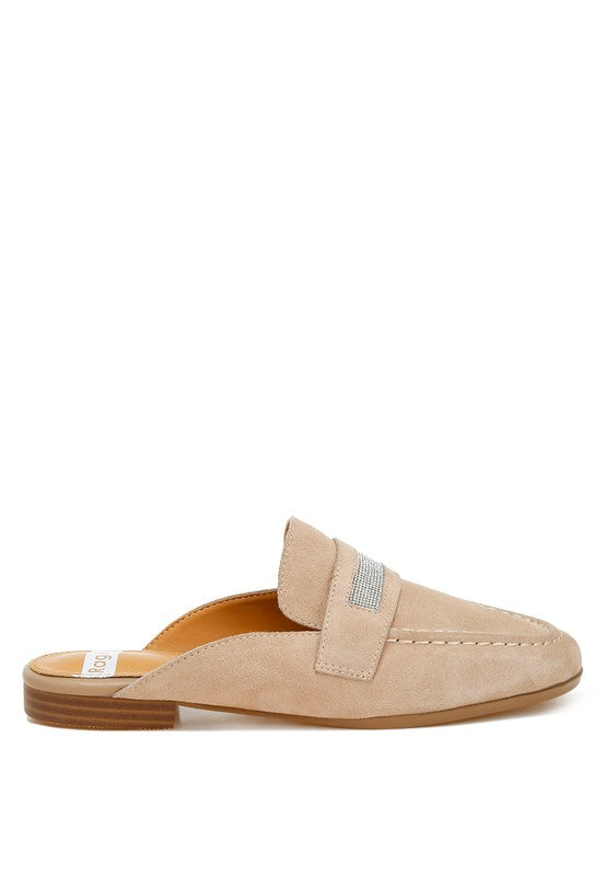 Belorose Rhinestone Strap Suede Mules - 1985 the VAULT Boutique