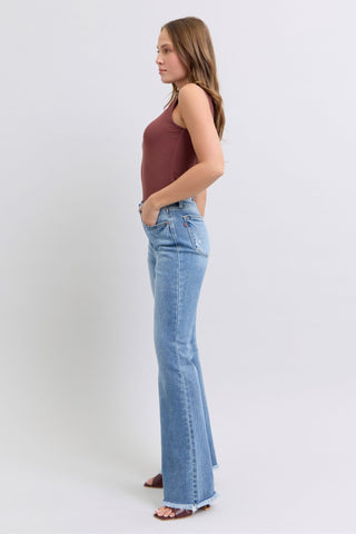 Judy Blue Full Size Raw Hem High Rise Bootcut Jeans - 1985 the VAULT Boutique