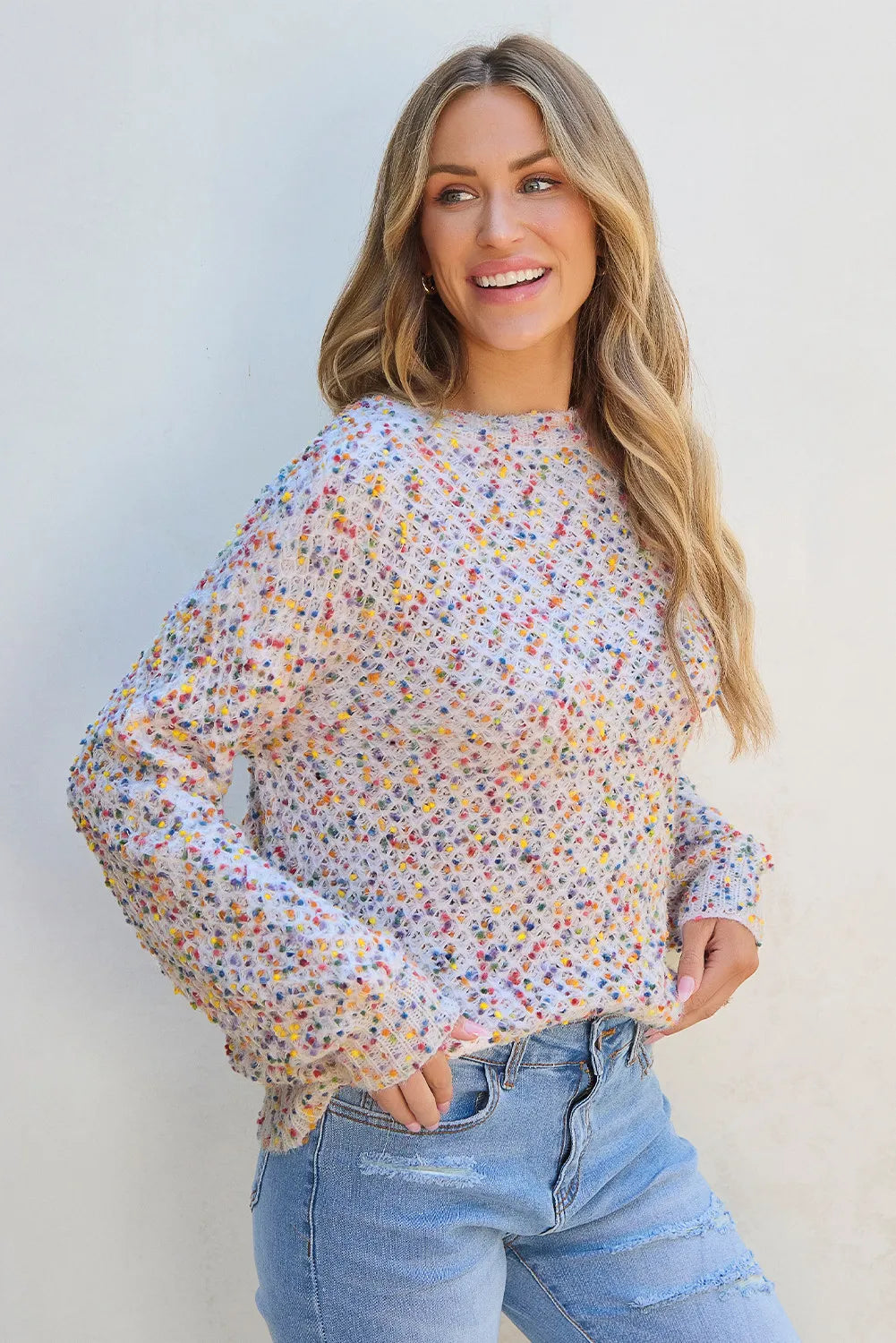 Round Neck Long Sleeve Sweater - 1985 the VAULT Boutique