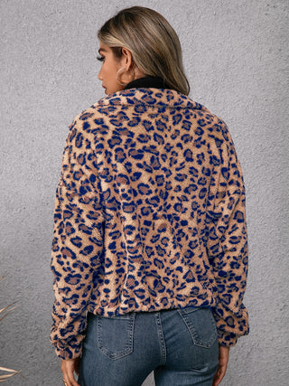 Ivy Lane Drawstring Leopard Zip Up Jacket - 1985 the VAULT Boutique