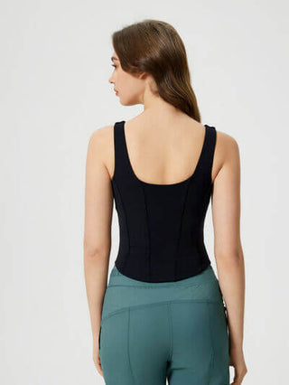 Millennia Round Neck Wide Strap Active Tank with Detachable Chest Pads - 1985 the VAULT Boutique