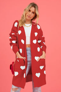 Heart Graphic Open Front Cardigan with Pockets - 1985 the VAULT Boutique