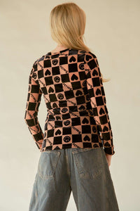 Davi & Dani Heart Print Long Sleeve Top - 1985 the VAULT Boutique