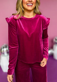 Frill Round Neck Long Sleeve Top and Pants Set - 1985 the VAULT Boutique