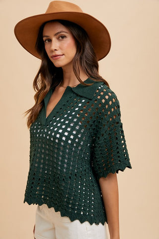 Annie Wear Openwork Johnny Collar Knit Cover Up - 1985 the VAULT Boutique