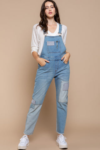 POL Front Chest Zipper Slim Leg Denim Overalls - 1985 the VAULT Boutique