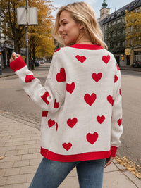 Heart Button Up Dropped Shoulder Long Sleeve Cardigan - 1985 the VAULT Boutique