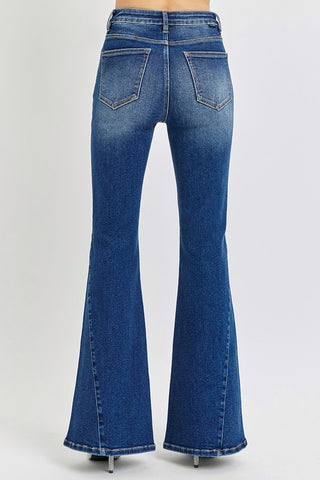 RISEN Distressed Button-Fly Flare Jeans - 1985 the VAULT Boutique