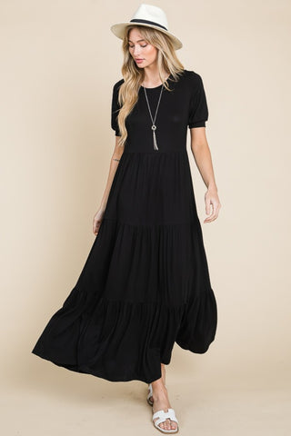 BOMBOM Short Sleeve Tiered Maxi Dress - 1985 the VAULT Boutique