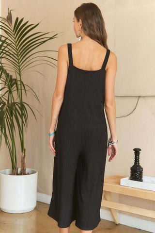 ADORA Black Textured Wide-Leg Jumpsuit - 1985 the VAULT Boutique