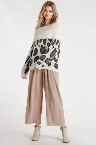 Umgee Full Size Leopard Off-Shoulder Long Sleeve Sweater Plus Size - 1985 the VAULT Boutique