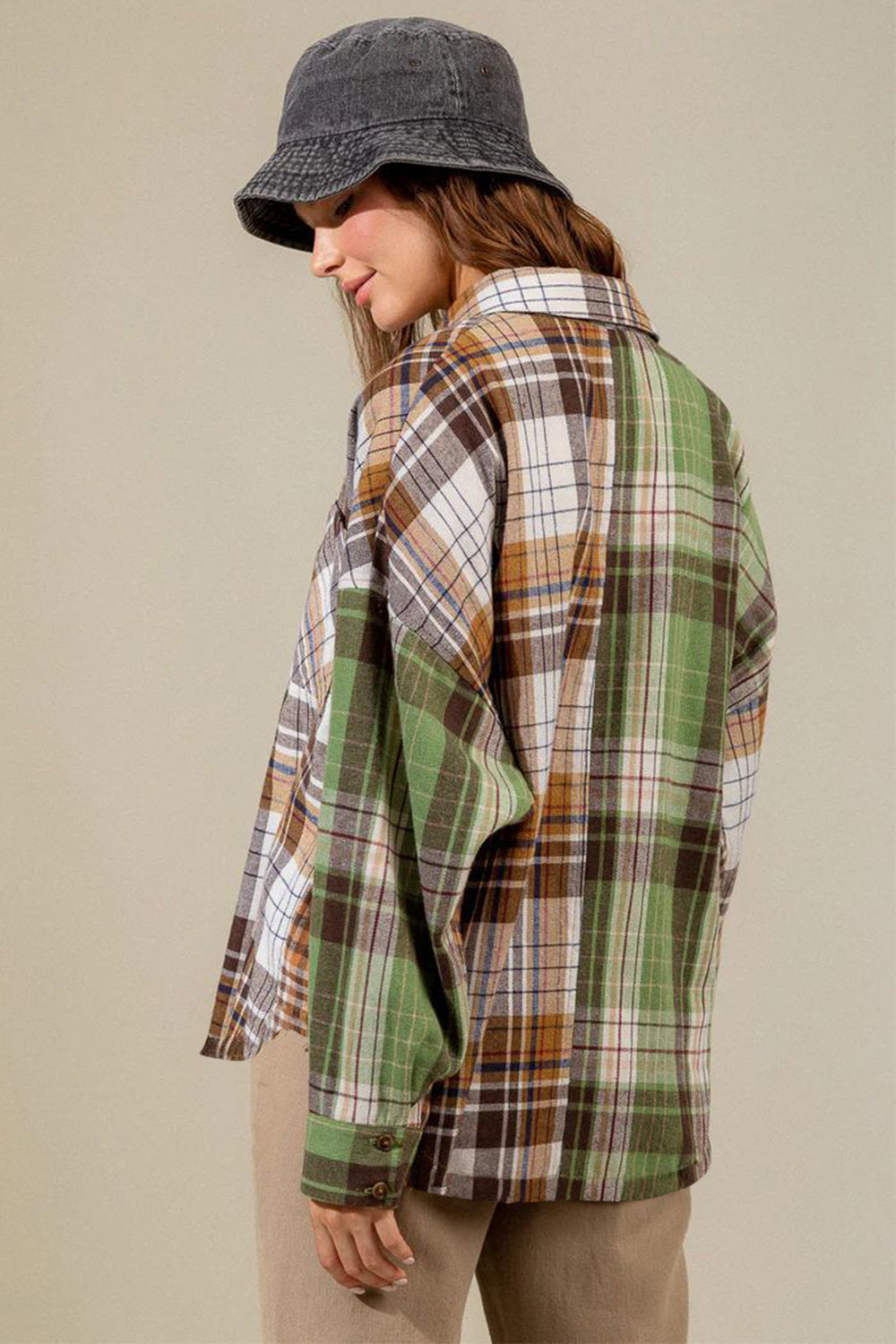 Plaid Collared Neck Long Sleeve Shirt - 1985 the VAULT Boutique