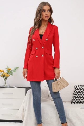 Buttoned Lapel Collar Long Sleeve Blazer - 1985 the VAULT Boutique