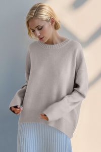 Basic Bae Round Neck Dropped Shoulder Sweater - 1985 the VAULT Boutique