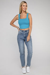 Basic Cotton Square Neck Cropped Cami Top - 1985 the VAULT Boutique