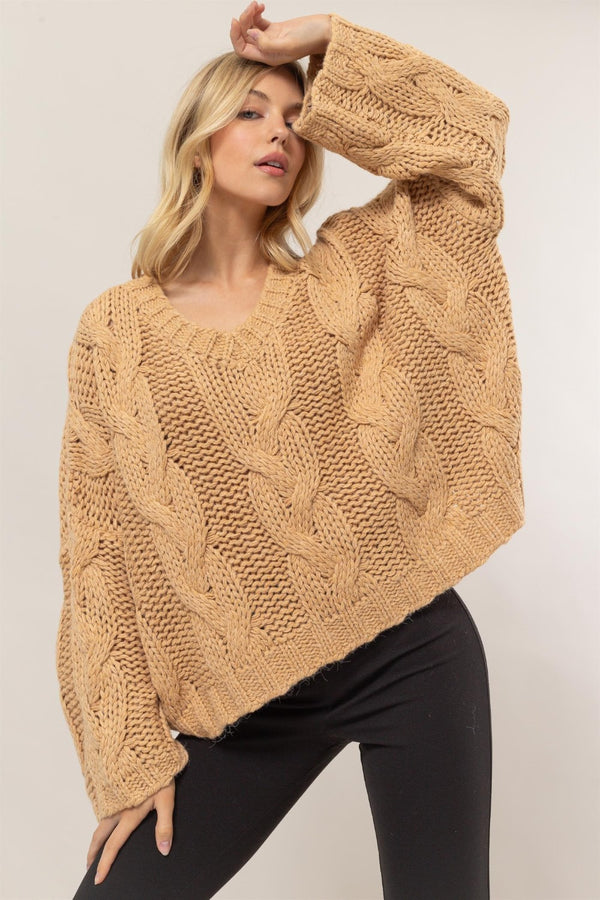 HYFVE Cable Knit V-Neck Sweater - 1985 the VAULT Boutique