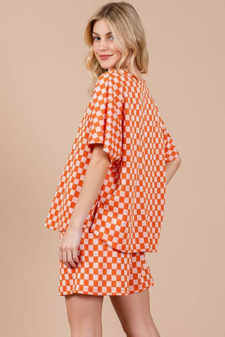 Ces Femme Checkered Round Neck Top and Shorts Set - 1985 the VAULT Boutique