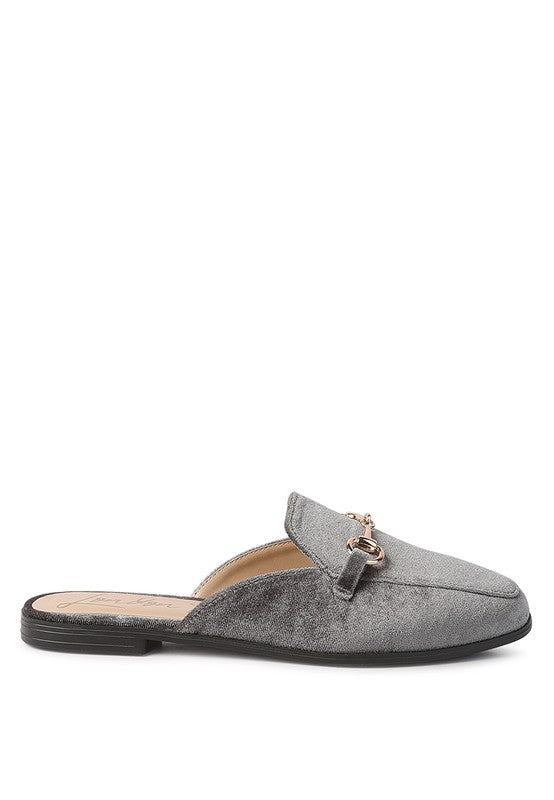 Velvet Buckled Flat Mules - 1985 the VAULT Boutique