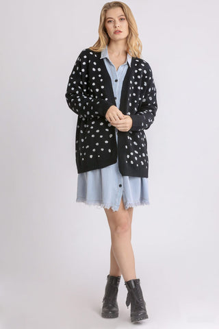 Umgee Polka Dot Open Front Drop Shoulder Cardigan - 1985 the VAULT Boutique