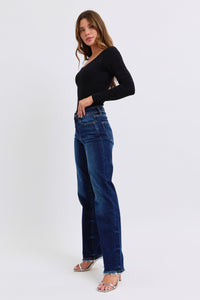 Judy Blue Full Size Raw Hem Straight Leg Jeans - 1985 the VAULT Boutique