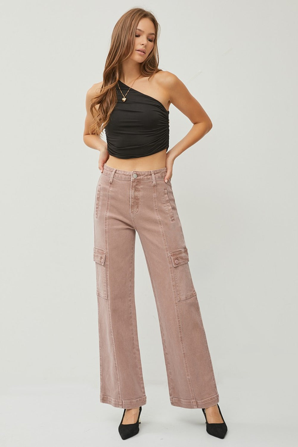 RISEN Full Size High Rise Wide Leg Cargo Jeans - 1985 the VAULT Boutique