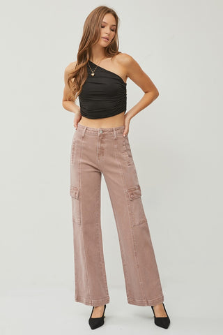 RISEN Full Size High Rise Wide Leg Cargo Jeans - 1985 the VAULT Boutique