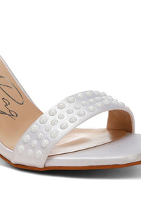 Klebba Pearls Embellished Satin Sandals - 1985 the VAULT Boutique