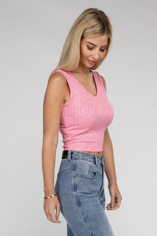 Basic Ribbed Scoop Neck Cropped Sleeveless Top - 1985 the VAULT Boutique