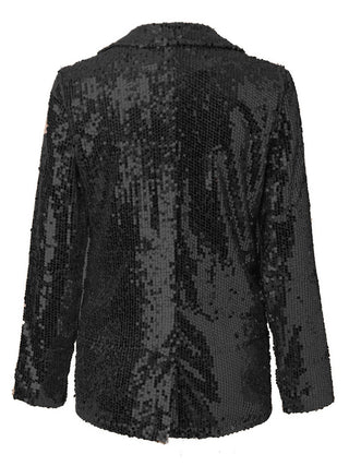 Sequin Lapel Collar Long Sleeve Blazer - 1985 the VAULT Boutique