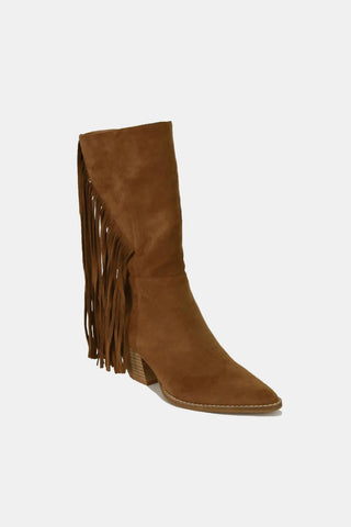 Beast Fashion Suede Fringe Point Toe Boots - 1985 the VAULT Boutique