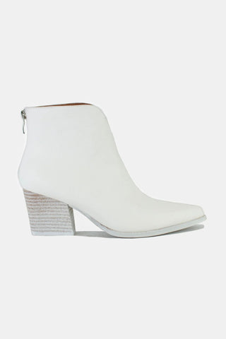 Beast Fashion PU Leather Block Heel Boots with Back Zippers - 1985 the VAULT Boutique