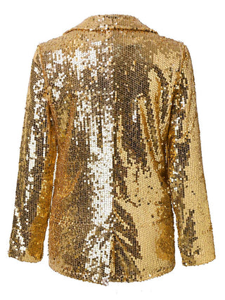 Sequin Lapel Collar Long Sleeve Blazer - 1985 the VAULT Boutique