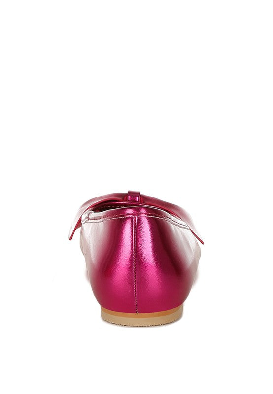 Bromelia Metallic Pleather Bow Ballerinas - 1985 the VAULT Boutique