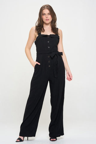 SLEEVELESS ADJUSTABLE STRAP BUTTON DOWN JUMPSUIT - 1985 the VAULT Boutique