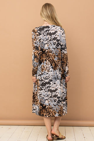 And The Why Leopard Kimono Open Front Longline Cardigan - 1985 the VAULT Boutique