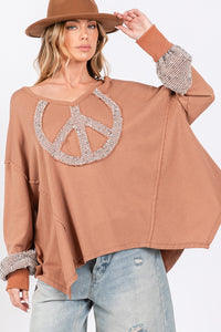 SAGE + FIG Peace Sign Mineral Wash Terry Top - 1985 the VAULT Boutique