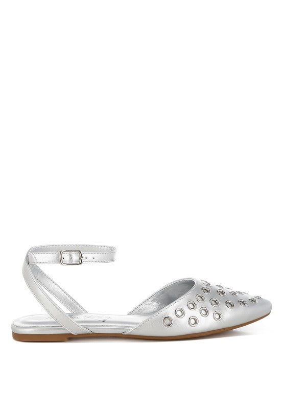 Chalcis Metallic Eyelet Detail Flat Sandals - 1985 the VAULT Boutique