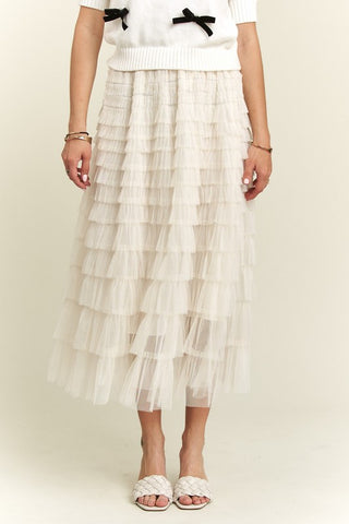 ADORA Elastic Waist Layered Mesh Midi Skirt - 1985 the VAULT Boutique