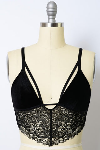 Velvet longline Lace Bralette - 1985 the VAULT Boutique