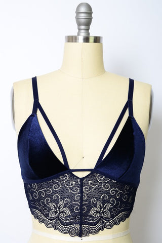 Velvet longline Lace Bralette - 1985 the VAULT Boutique