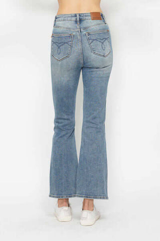 Judy Blue Full Size Tummy Control Back Embroidered Pocketed Bootcut Jeans Plus Size - 1985 the VAULT Boutique