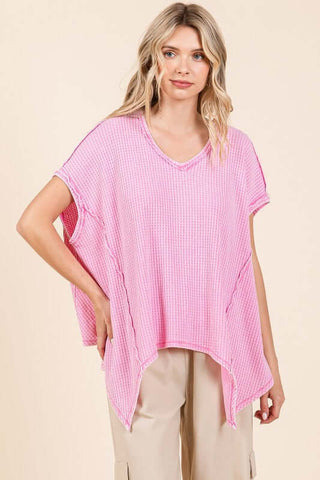 Mittoshop Mineral Wash Waffle Knit Pointed Hem Oversized Top - 1985 the VAULT Boutique