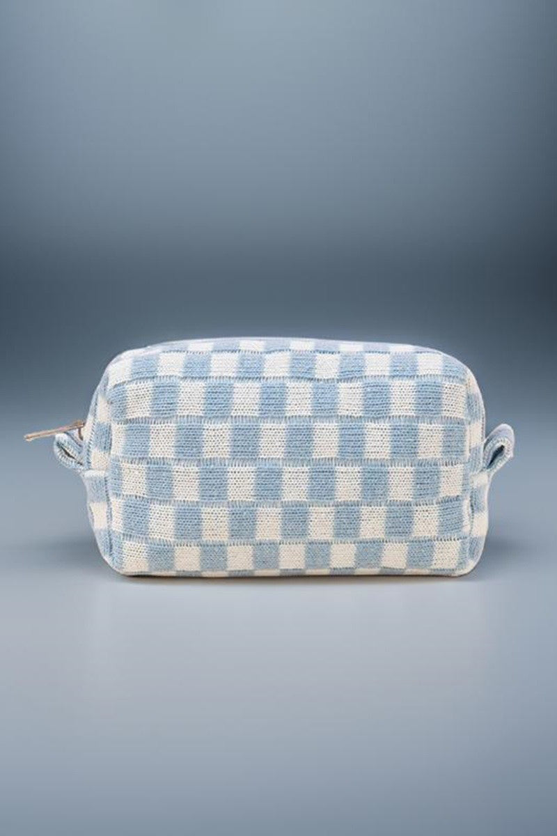 Zenana Checkered Pattern Knitted Cosmetic Pouch - 1985 the VAULT Boutique